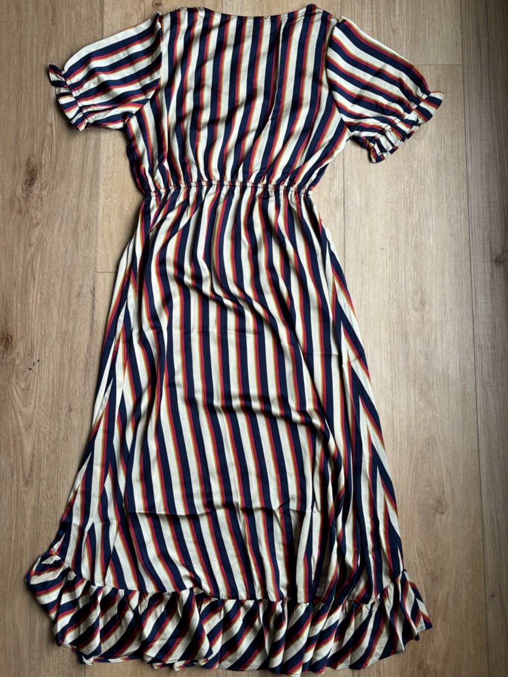 NEW Hayden Navy, Red & Cream Striped Retro Graduatoon Midi Dress Size Large - Picture 6 of 8